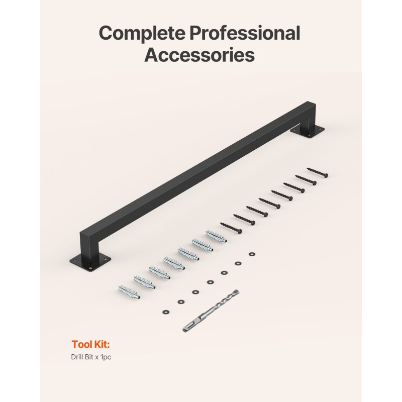Seinään asennettava portaiden kaide neliöputkinen hiiliteräs 1215 mm musta sisäkäyttöön