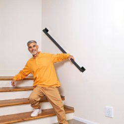 Seinäkiinnitteinen portaankaide hiiliterästä 910 mm kaksiosainen musta sisäkäyttöön