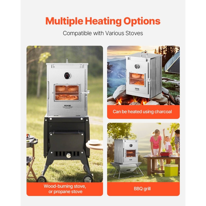 Taitettava retkiuuni 30 l 430-ruostumatonta terästä lasiluukulla