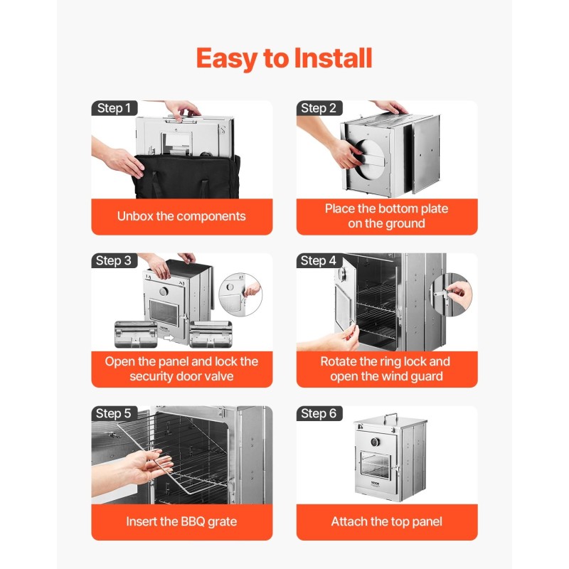 Taitettava retkiuuni 30 l 430-ruostumatonta terästä lasiluukulla