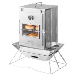 Taitettava retkiuuni 30 l 430-ruostumatonta terästä lasiluukulla