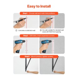 Seinäkiinnitteinen hiiliteräksinen leuanvetotanko 200 kg kantavuus 50 tuuman leveys