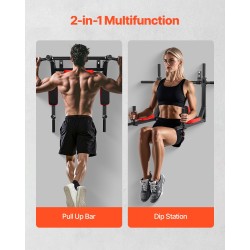 Seinäkiinnitteinen leuanvetotanko ja dipasema hiiliteräksinen 200 kg kantava 95 cm leveä