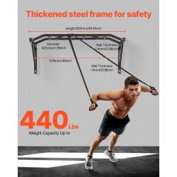 Seinään asennettava hiiliteräksinen leuanvetotanko 200 kg 1260 mm