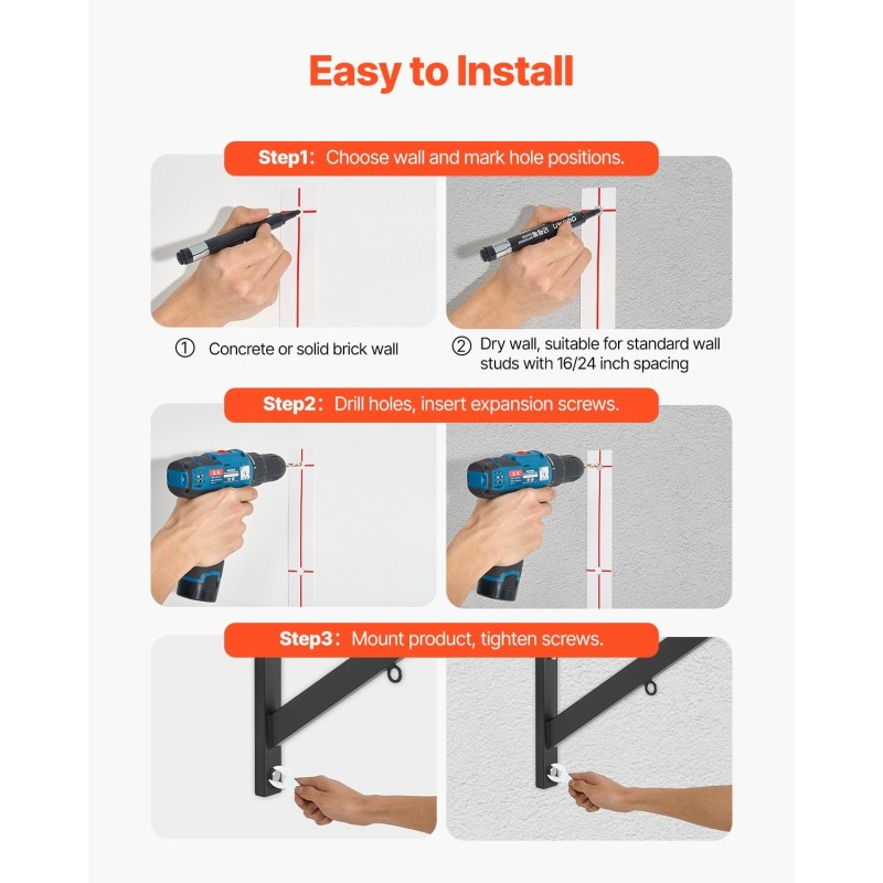 Seinään asennettava hiiliteräksinen leuanvetotanko 200 kg 1260 mm