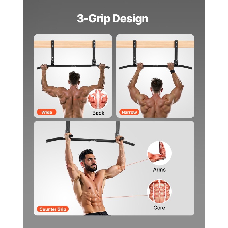 Leuanvetotanko hiiliteräs palkkiin kiinnitettävä 200 kg kantavuus kolmoisote