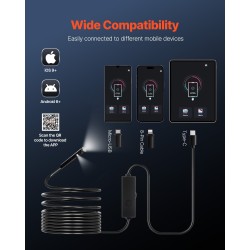 Endoskooppikamera kaksilinssinen viiden metrin kaapelilla vesitiivis kaksi megapikseliä