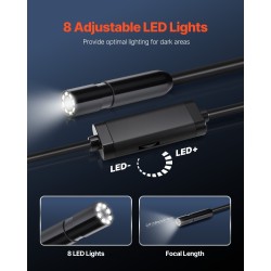 Endoskooppikamera 15 metrin puolijäykkä kaapeli 2 megapikselin vesitiivis älypuhelinyhteensopiva