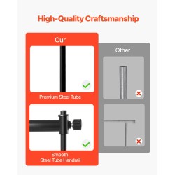 Kaksitasoinen vapaasti seisova balettitanko musta 10-portainen korkeussäätö 290–1205 mm