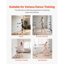 Balettitanko pyökki alumiinirunko korkeussäädettävä kannettava kaksiosainen