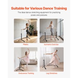 Kannettava balettitanko hiiliteräs säädettävä 5 tasoa 28–44 tuumaa musta aikuisille ja nuorille