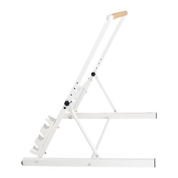 Balettitanko vapaasti seisova siirrettävä taitettava neliasteinen korkeussäätö pyökki ja hiiliteräs valkoinen