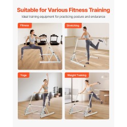 Balettitanko vapaasti seisova siirrettävä taitettava neliasteinen korkeussäätö pyökki ja hiiliteräs valkoinen