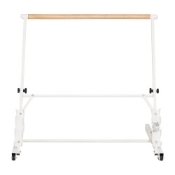 Balettitanko vapaasti seisova siirrettävä taitettava neliasteinen korkeussäätö pyökki ja hiiliteräs valkoinen