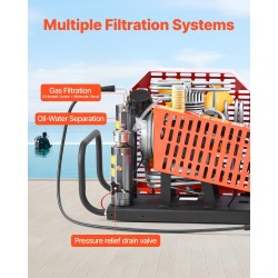 PCP-paineilmakompressori 1500 W 30 MPa nelisylinterinen 60 L/min tuuletinjäähdytys automaattipysäytys