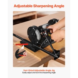 Teroitusjärjestelmä penkkihiomakoneelle alumiiniseos 6- ja 8-tuumaisille kääntyvällä tasopöydällä