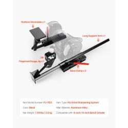 Teroitusjärjestelmä penkkihiomakoneelle alumiiniseos 6- ja 8-tuumaisille kääntyvällä tasopöydällä