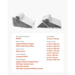 3-osainen kiilatyynysetti hengittävällä jacquard-päällisellä 25D vaahto ja 30D geelimuistivaahto