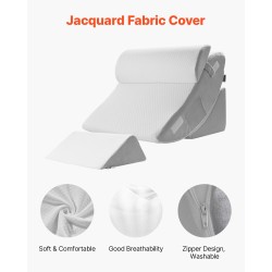 Kiilatyynysarja 4-osainen ortopedinen korkeatiheyksinen vaahto ja geelimuistevaahto irrotettavalla pestävällä päällisellä