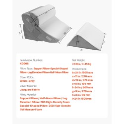 Kiilatyynysarja 4-osainen ortopedinen korkeatiheyksinen vaahto ja geelimuistevaahto irrotettavalla pestävällä päällisellä