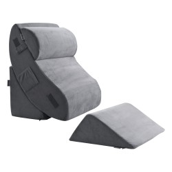 Kiilatyynysarja 4-osainen ortopedinen samettipäällisellä tummanharmaana 20D ja 30D geeli-muistivaahto
