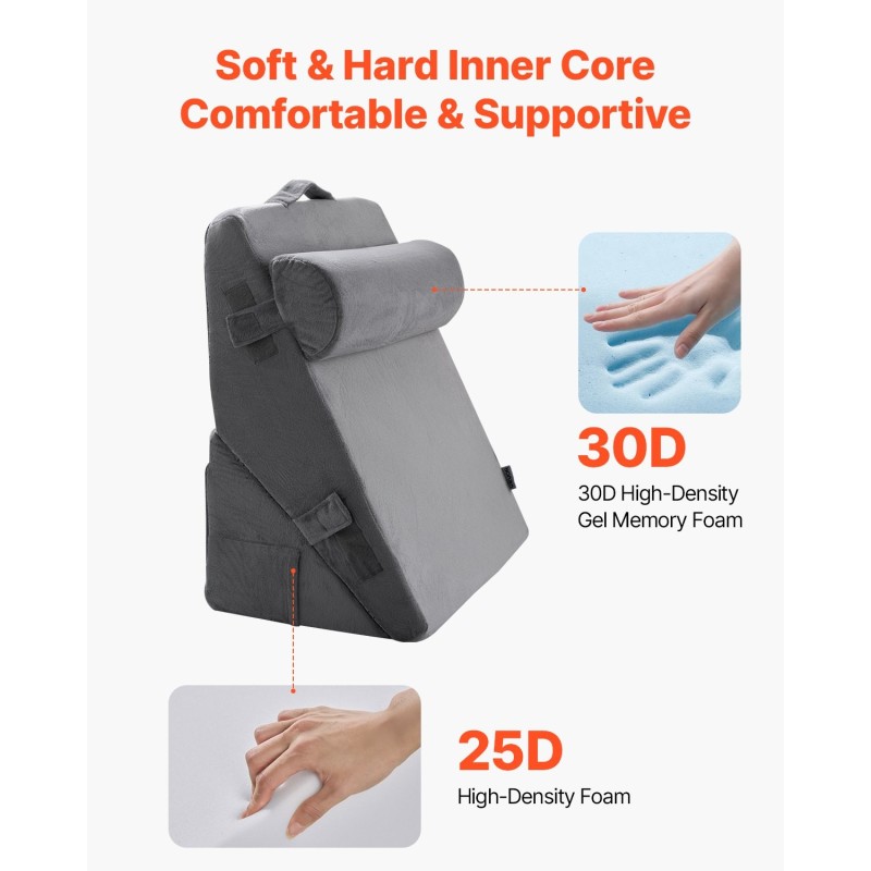 Kiilatyynysetti 3-osainen tummanharmaa samettipäällisellä vaahtomuovi ja geelimuistivaahto 560 mm