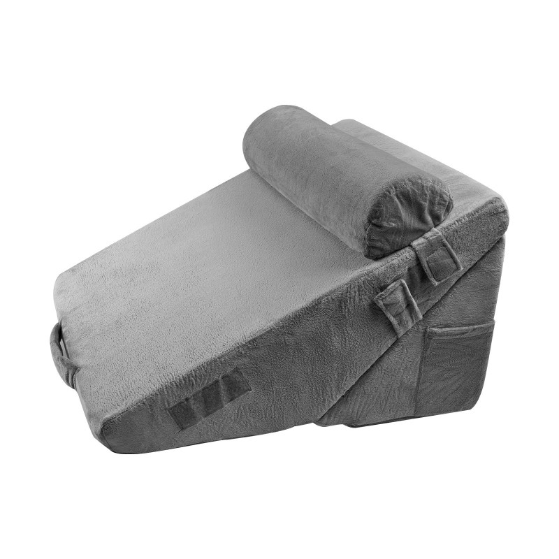 Kiilatyynysetti 3-osainen tummanharmaa samettipäällisellä vaahtomuovi ja geelimuistivaahto 560 mm