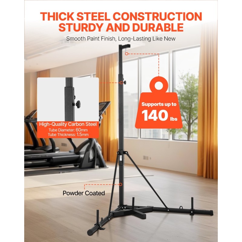 Nyrkkeilysäkin teline teräs vapaasti seisova säädettävä korkeus painotettava jalusta 65 kg kantavuus