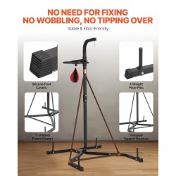 Nyrkkeilysäkin teline kaksikäyttöinen hiiliteräs säädettävä korkeus vapaasti seisova musta 65 kg