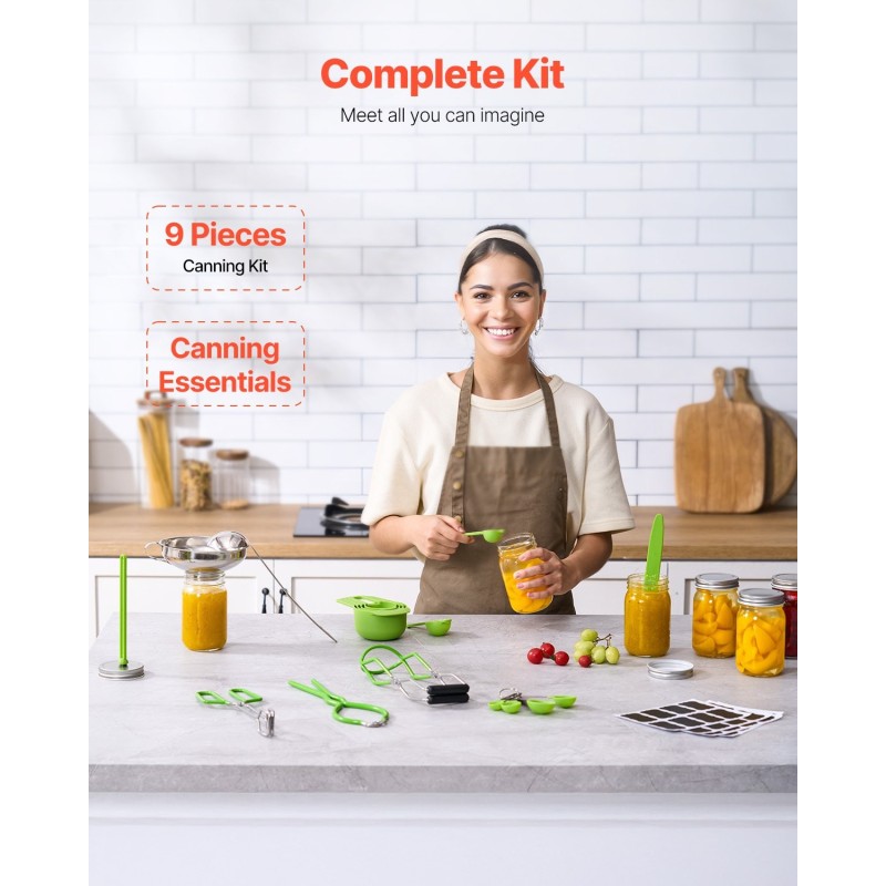 Säilöntäsetti 9 osaa ruostumatonta terästä ja muovia kotitekoiseen säilöntään