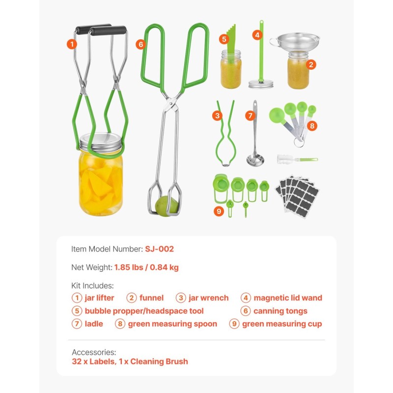 Säilöntäsetti 9 osaa ruostumatonta terästä ja muovia kotitekoiseen säilöntään
