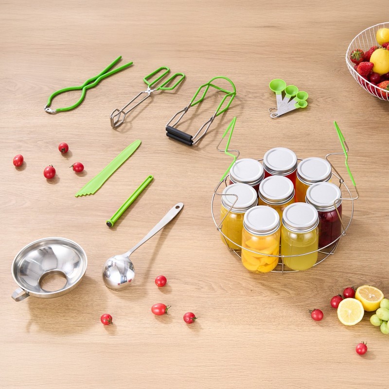 Säilöntätarvikesetti 9-osainen ruostumattomasta teräksestä vesikylpysäilöntään kotikäyttöön