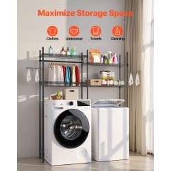 Pesukoneen ja kuivausrummun ylle säilytyshylly hiiliteräs 4 säädettävää tasoa