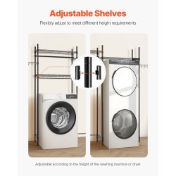 Pesukoneen ja kuivausrummun ylle säilytyshylly hiiliteräs 4 säädettävää tasoa