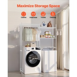 Säilytyshylly pesukoneen ja kuivausrummun päälle hiiliteräs viisi säädettävää hyllytasoa