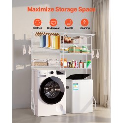 Pesukoneen ja kuivausrummun yläpuolinen hiiliteräksinen säilytyshylly 6 säädettävää tasoa