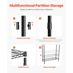 Pesukoneen ja kuivausrummun ylähylly hiiliteräsrunko kolme säädettävää hyllyä vaatetangolla