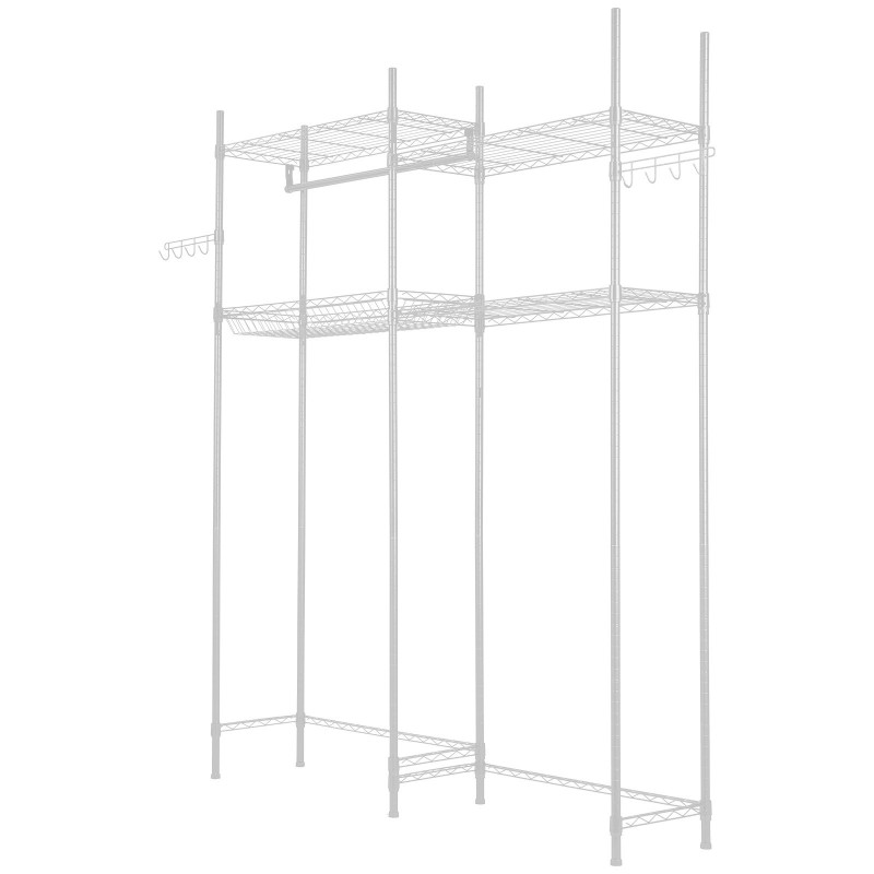 Ylähylly pesukoneen ja kuivausrummun päälle säädettävä hiiliteräksinen nelitasoinen kaatumissuojalla