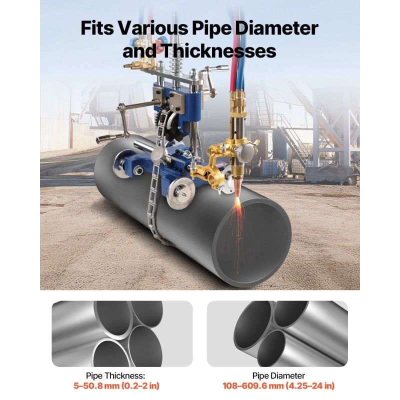 Manuaalinen putkenleikkaus- ja viisteytyskone 108–609 mm putkille kuparisilla kärjillä