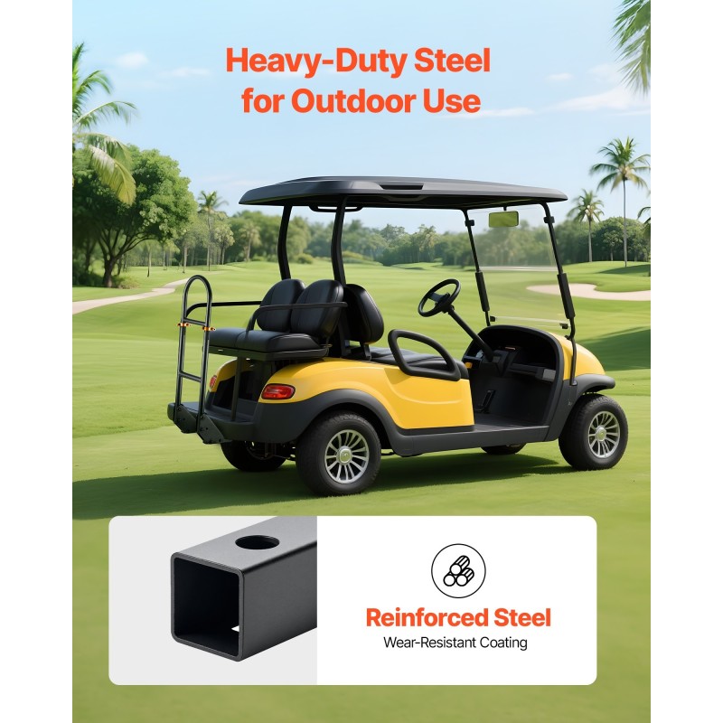 Takaistuimen musta hiiliteräksinen käsikaari korkeussäädettävä 27.5–33.5 tuumaa golfkärryihin