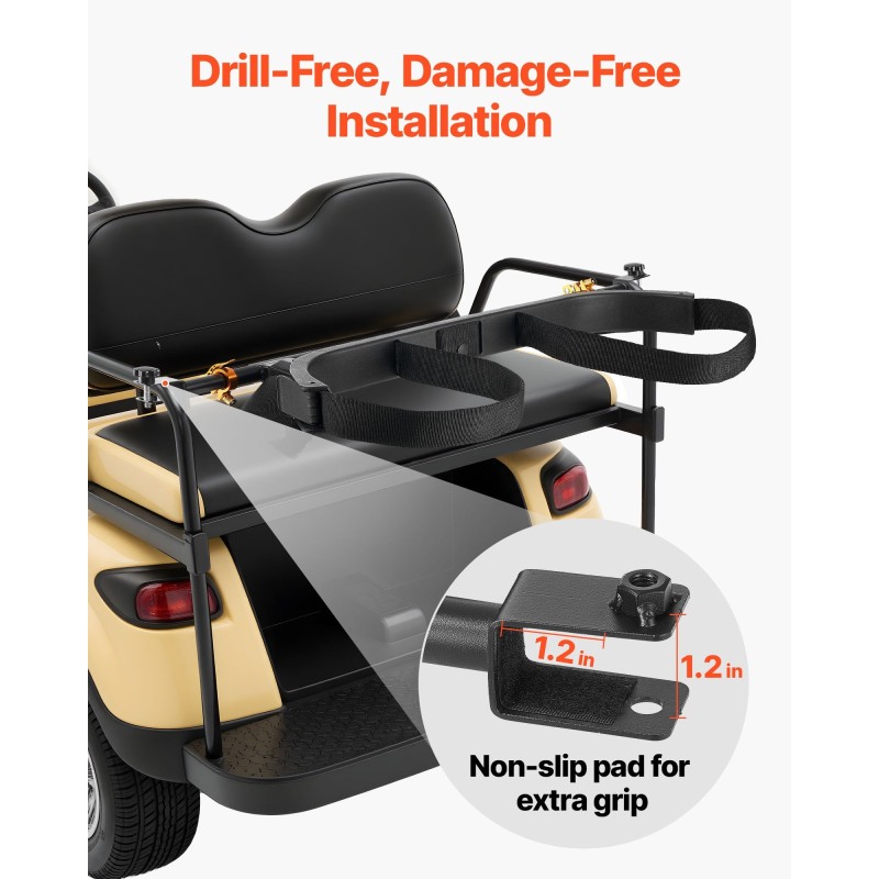 Golfkärryn hiiliteräksinen bäginpidike säädettävä leveys 30.7–49.6 tuumaa sopii 1.2 tuuman neliöputkiin