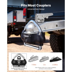 Perävaunun vetokytkinlukko sinkkiseosrunko musta 1 kpl sopii 1‑7/8, 2 ja 2‑5/16 tuumaa