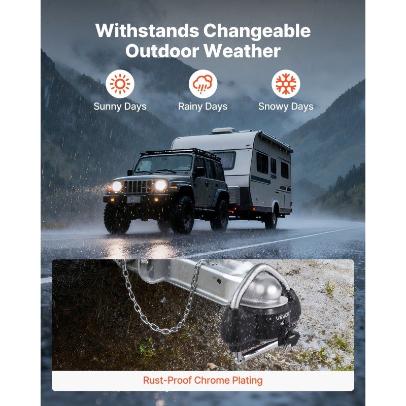 Perävaunun vetokytkinlukko sinkkiseosrunko musta 1 kpl sopii 1‑7/8, 2 ja 2‑5/16 tuumaa