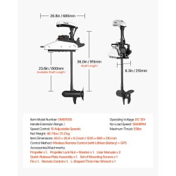 Keulasähkömoottori 55 paunan työntövoima keulaan asennettava 36-tuumainen akseli GPS ja langaton kaukosäädin