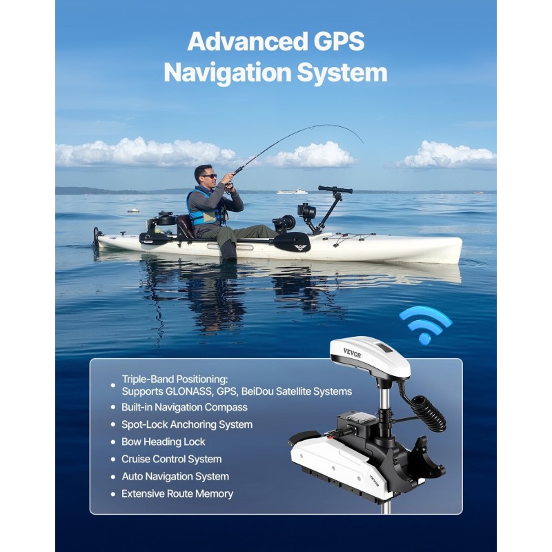 Sähköinen keulamoottori 55lbs 12V GPS-ohjaus langaton kaukosäädin kajakkiin