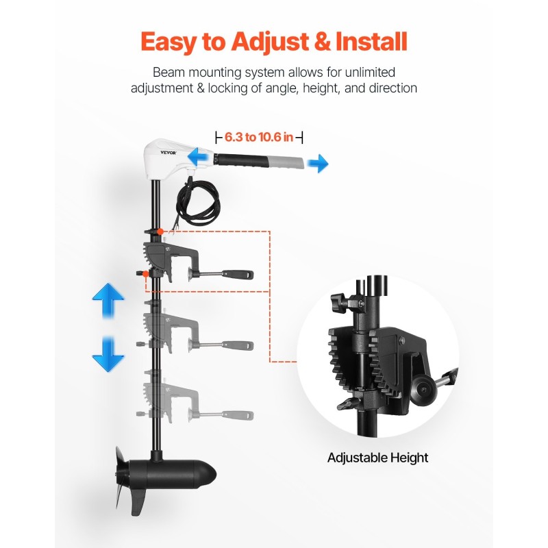 Sähköinen perämoottori 24-volttinen 86-paunan työntövoima 36-tuumainen akseli transomiin kiinnitettävä