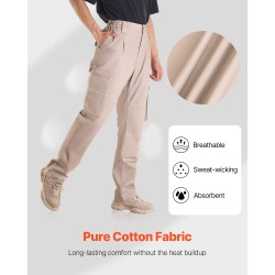Palosuojatut miesten puuvillaiset työhousut monitaskuiset khaki koko XL