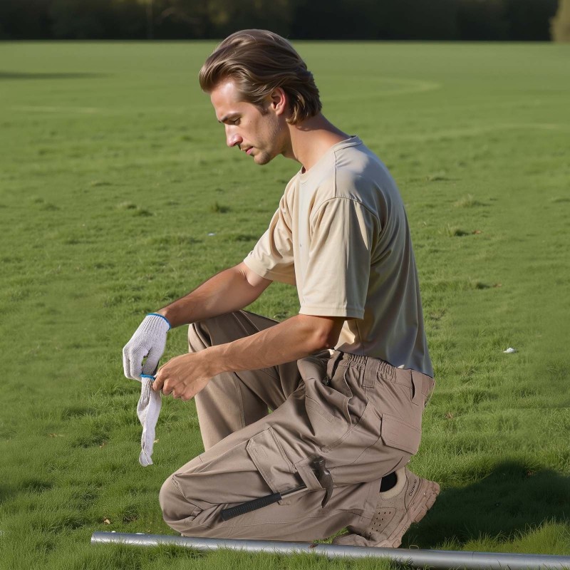 Palosuojatut miesten puuvillaiset työhousut monitaskuiset khaki koko XL