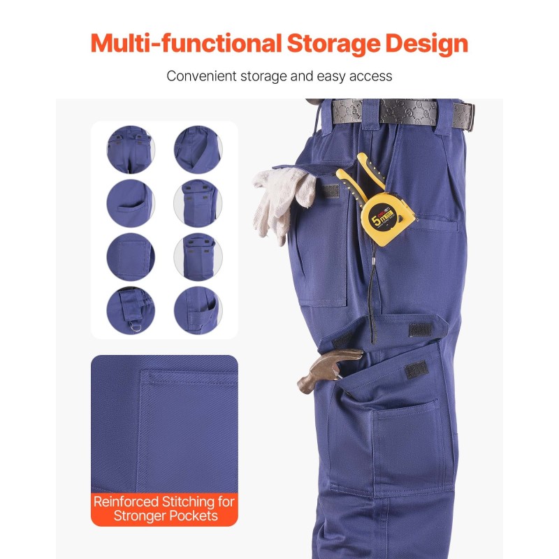 Palosuojatut miesten cargohousut puhdas puuvilla M-koko hitsaustöihin