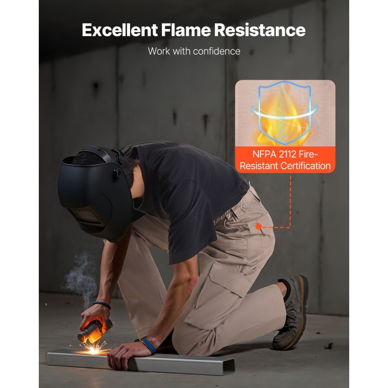 Miesten palosuojatut työhousut puhdasta puuvillaa NFPA 2112 koko L khaki